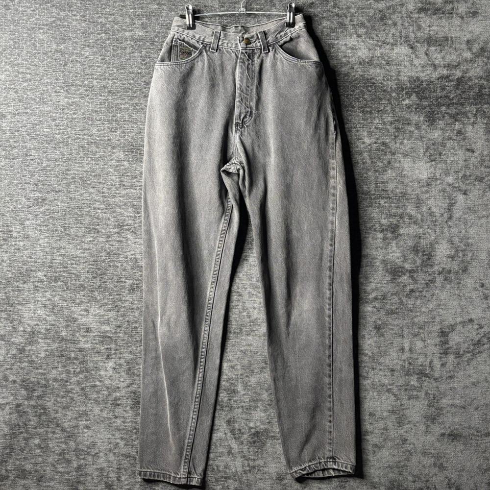 Vintage 90s Wrangler Womens Grey High Rise Tapered Leg Jeans Size 8 Grunge Faded